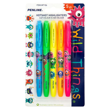 Penline Hotshot Wild Things Highlighters 5 pack